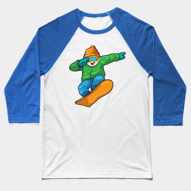 Snowboarder with Snowboard at Hip Hop Dance Dab Baseball T-Shirt by Markus Schnabel